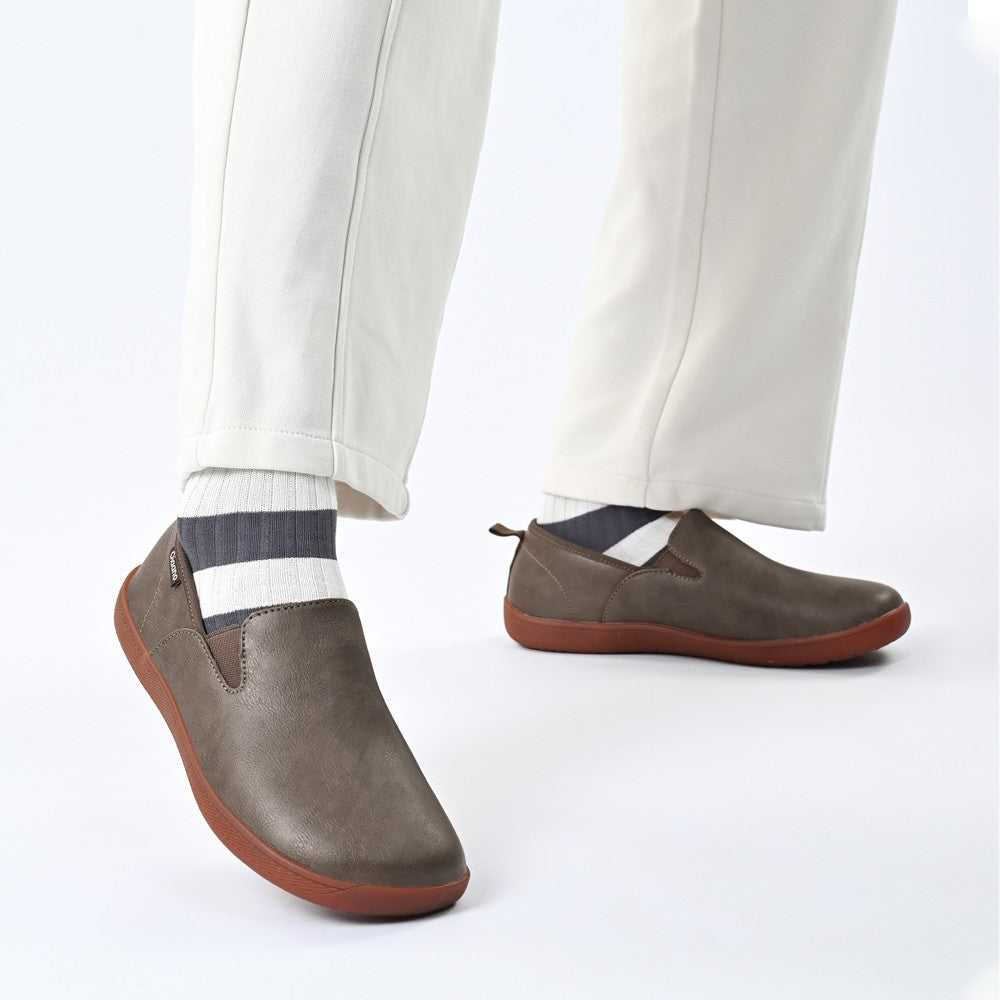 Oiaano Wide Toe Men Minimalist Shoes Comfortable Sneakers Leather Casual Shoes Black Slip On Leisure Loafers Drive Office
