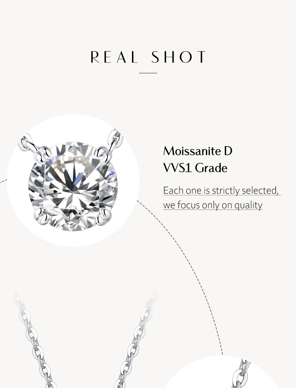 Moissanite Diamond 6.5mm 1CT Necklace For Woman Pendant 925 Silver Necklace For Women Chains Party Bridal Fine Jewelry