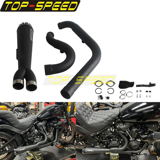 For Harley Softail Low Rider Standard Fat Bob Slim Deluxe Street Bob 2018+ Motorcycle 2-in-1 Exhaust System Exhause Muffler Pipe