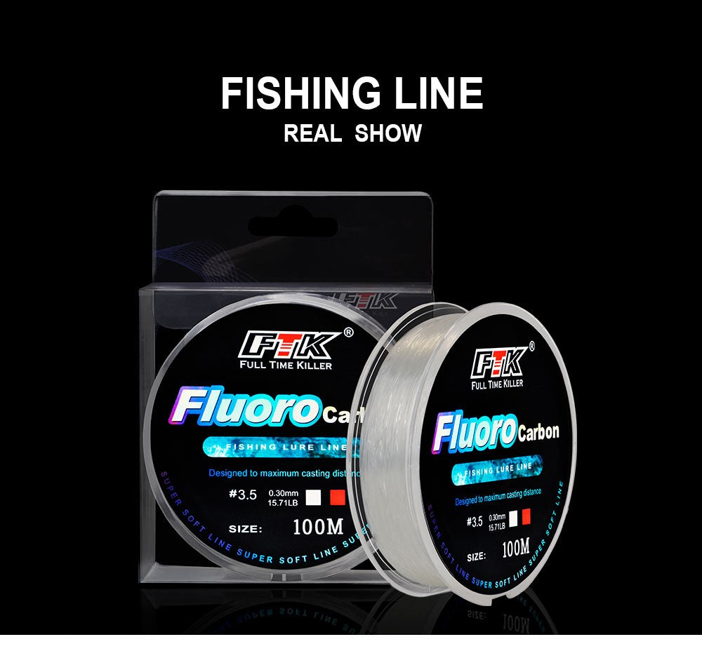 FTK 100m 4.13-34.32LB Fluorocarbon Fishing Lure Line Carbon Fiber Leader Fly Fishing Line Super Soft Line Pesca