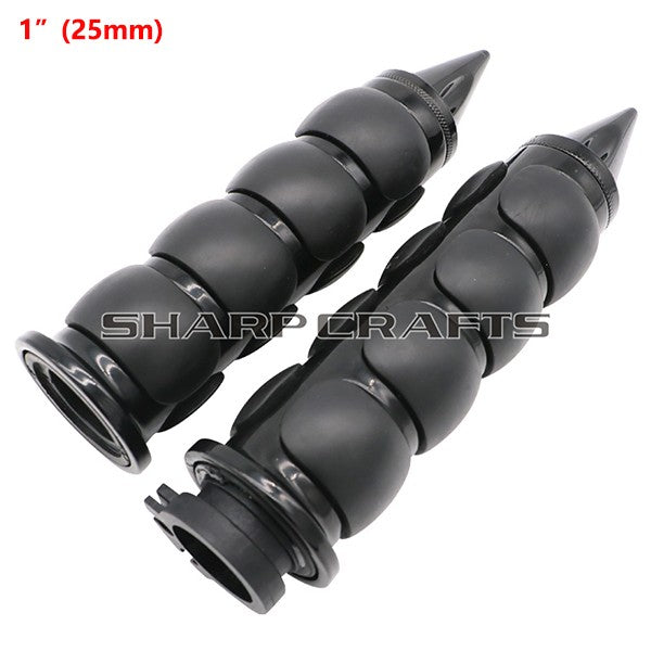 1" 25mm & 7/8'' 22mm Billet Rubber Flame Spike Hand Grips For Harley Honda Kawasaki Suzuki Yamaha Bikes Cruiser Chopper Custom
