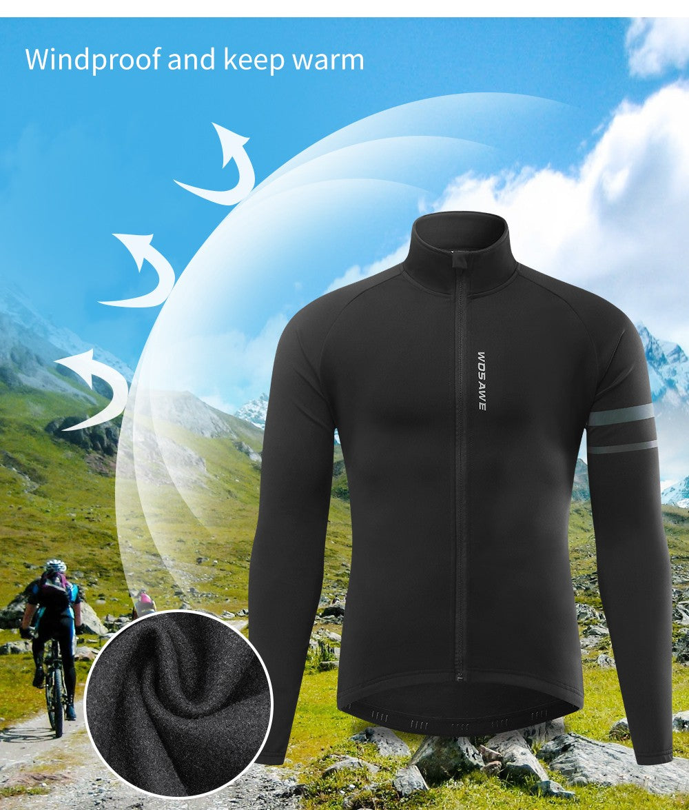 WOSAWE Men's Cycling Jersey Set Winter Fleece Cycling Jacket Pants Warm Long-sleeved Suit Bike Bicycle Jacket Riding Suit