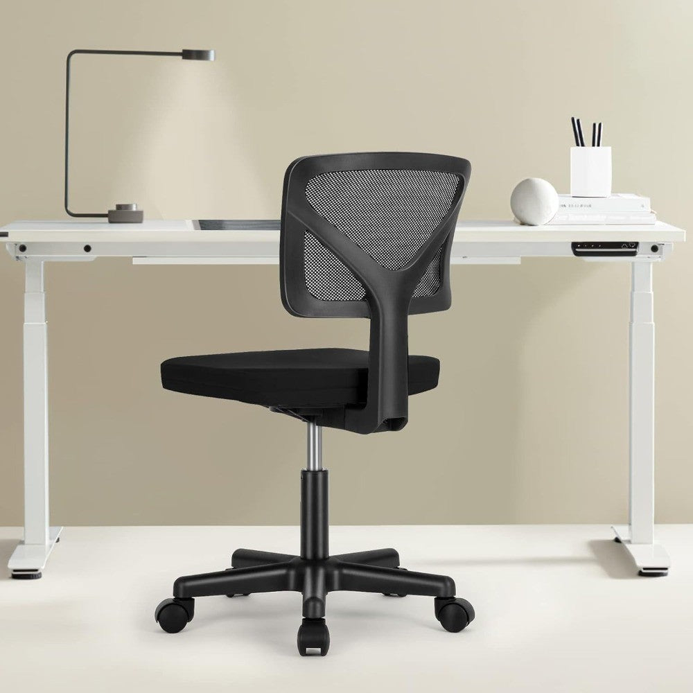 Ergonomic Mesh Swivel Office Chair with Low Back, Rolling Wheels, and Comfortable Armless Seat