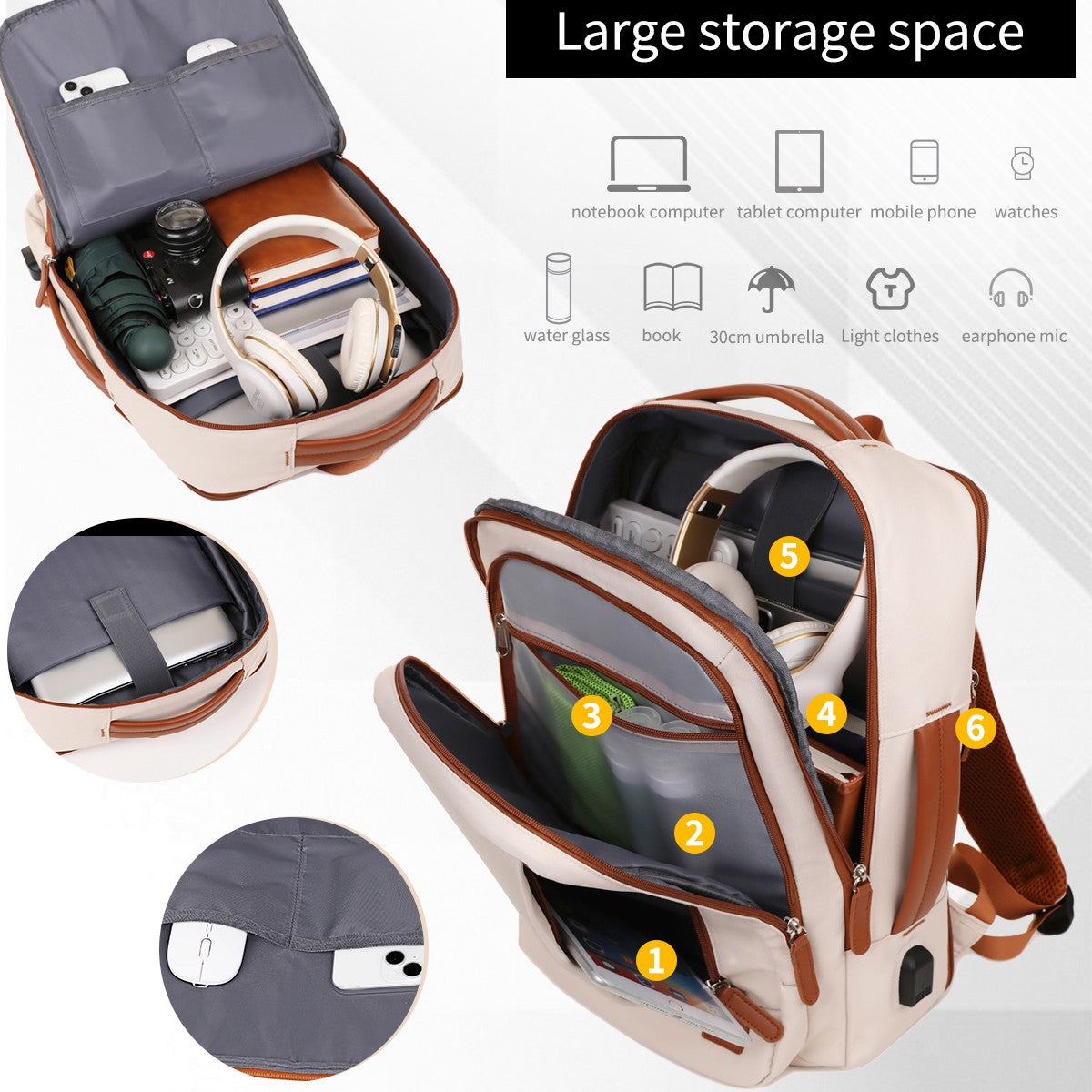 The New Unisex Backpack for Short-Distance Business Trips, Lightweight Travel Bag, Computer School Bag Storage Bag Combination