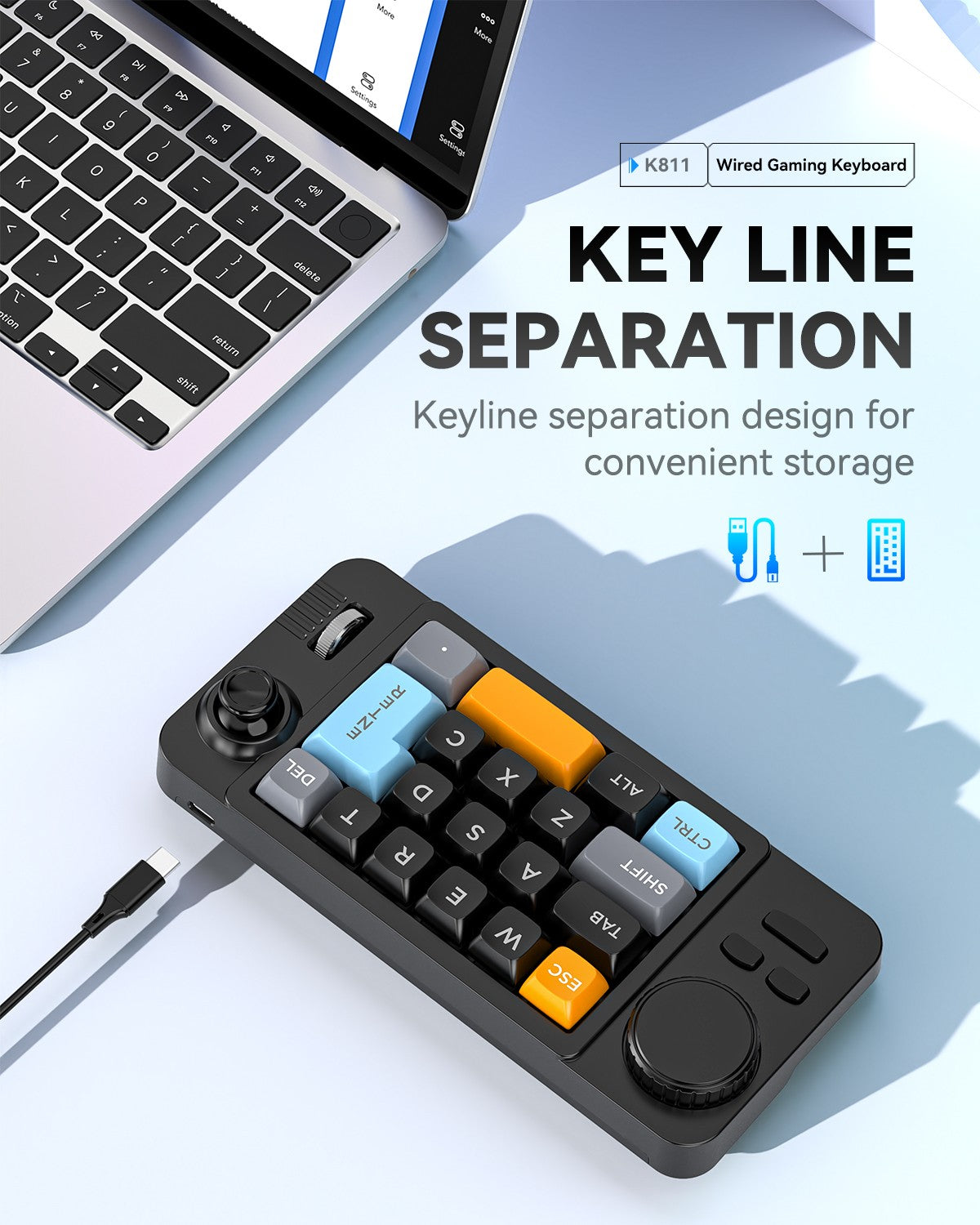 Hot Swap Wired Mechanical Keyboard with Volume Scroll Jostic 19Keys Programmer Keypad for Computer Laptop Macro-Defined Joystick