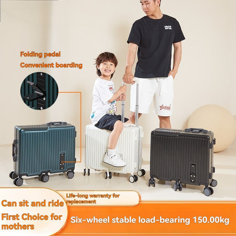 Children's luggage, a 20-inch aluminum frame carry-on suitcase for girls, a boy's travel code suitcase for kids