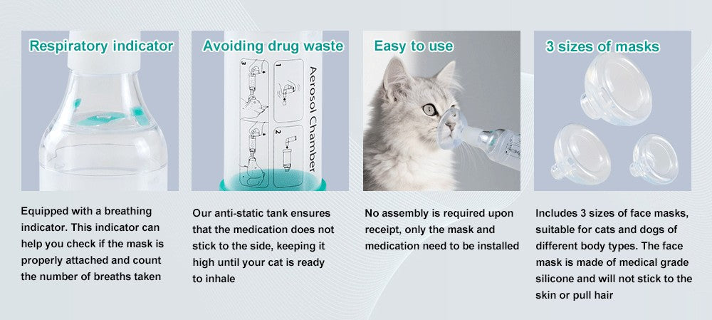 Cat Aerosol Chamber Pet Dog Portable Inhaler Spacer With Breathing Indicator Silicone Mask For Veterinary Equipment Vet Clinic