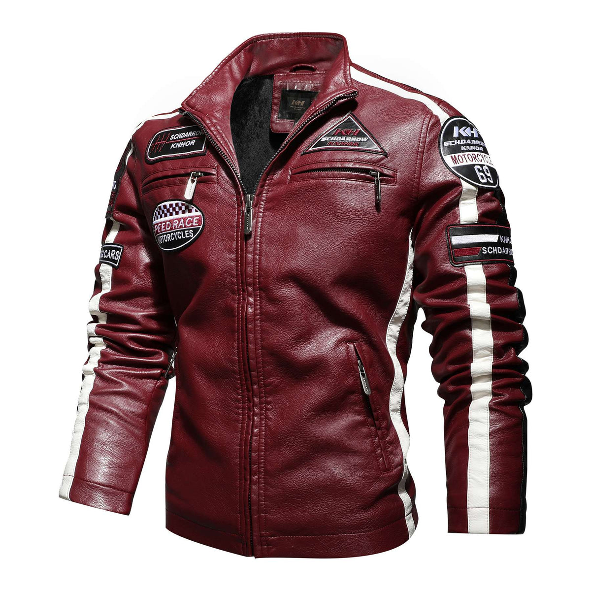 New Motorcycle Jacket For Men In Autumn/Winter 2020 Fashion Casual Leather Embroidered Flight Jacket In Winter Velvet Pu Jacke
