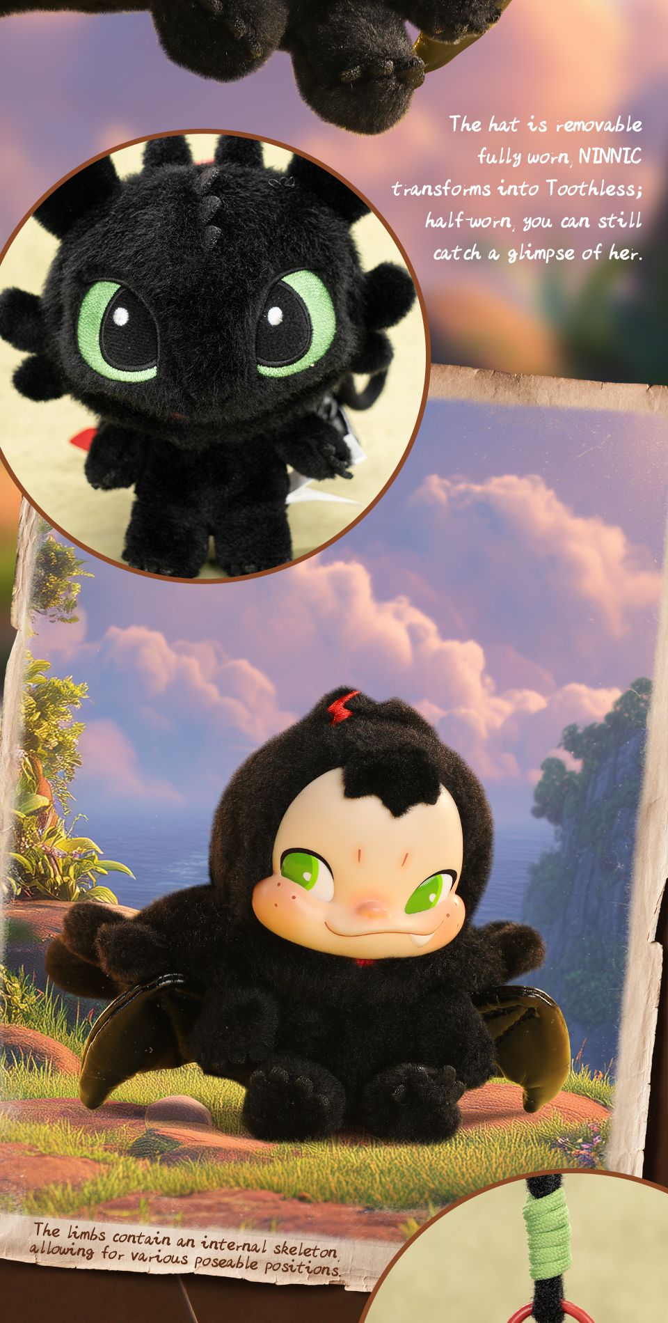 52TOYS NINNIC & TOOTHLESS Limited Edition Plush Toy, Height: 17cm/6.7inch