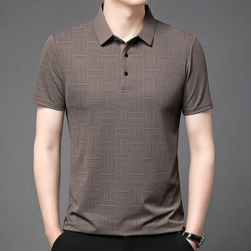2024 Men's New Printed Business Casual Short sleeved POLO Shirt Fashion Short sleeved Comfortable and Breathable Top