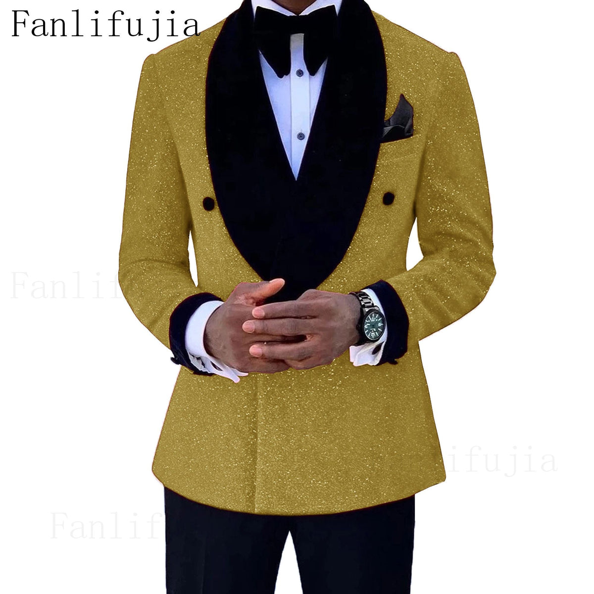 Fanlifujia Luxury Red Glitter Suits Men Groom Wedding Tuxedo Double Breasted Blazer Formal Evening Party Prom Dress 2 Pieces Set