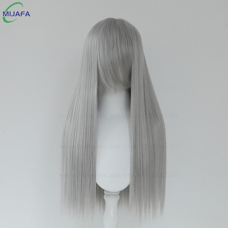 Very High Quality 400g 48 Colors 24Inch 60cm Long Straight Cosplay Wig With Bangs Heat Resistant Hair Anime Wigs + Wig Cap