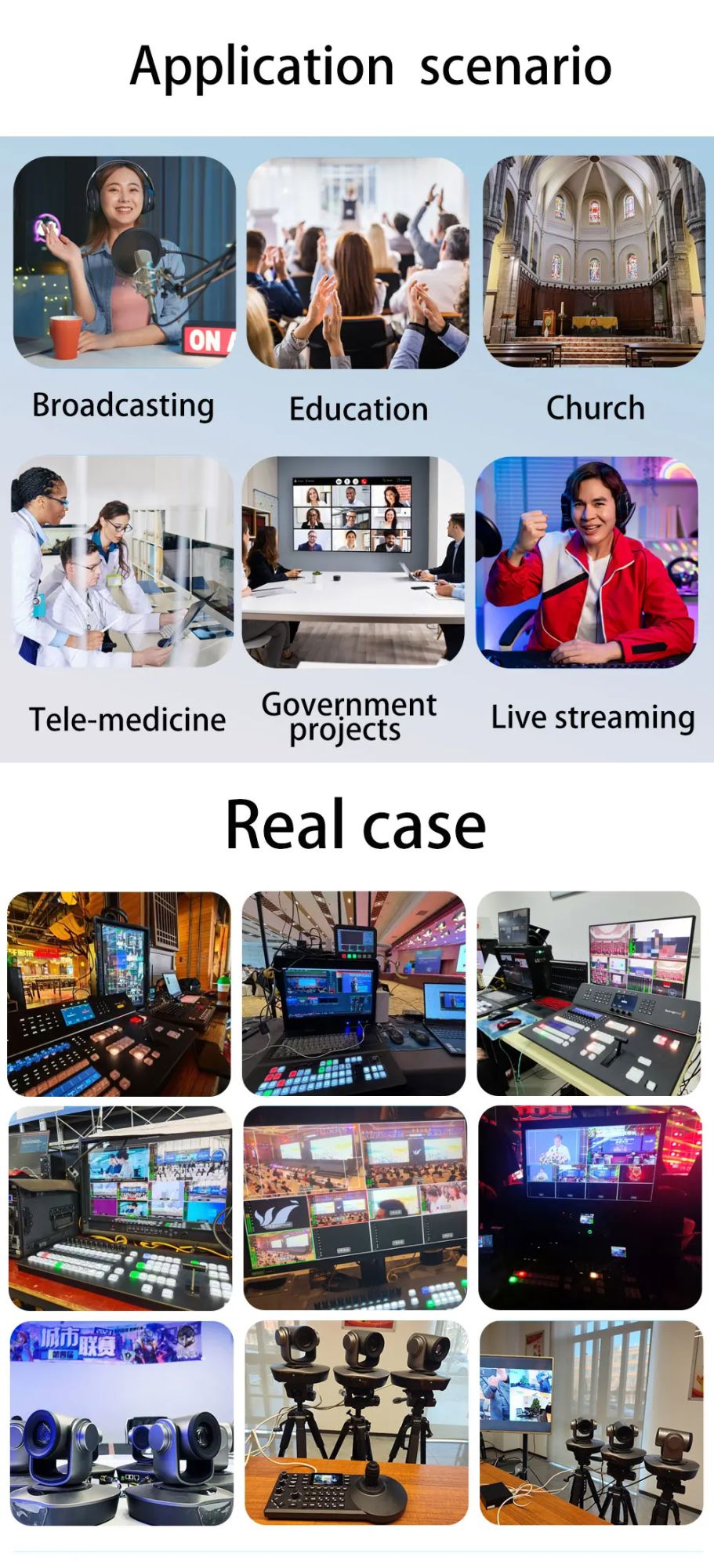 Video Conference Camera Kit 4K PTZ Camera 20X Zoom NDI SDI HDMI IP USB Church live broadcast NDI PTZ camera Controller 1-8pcs