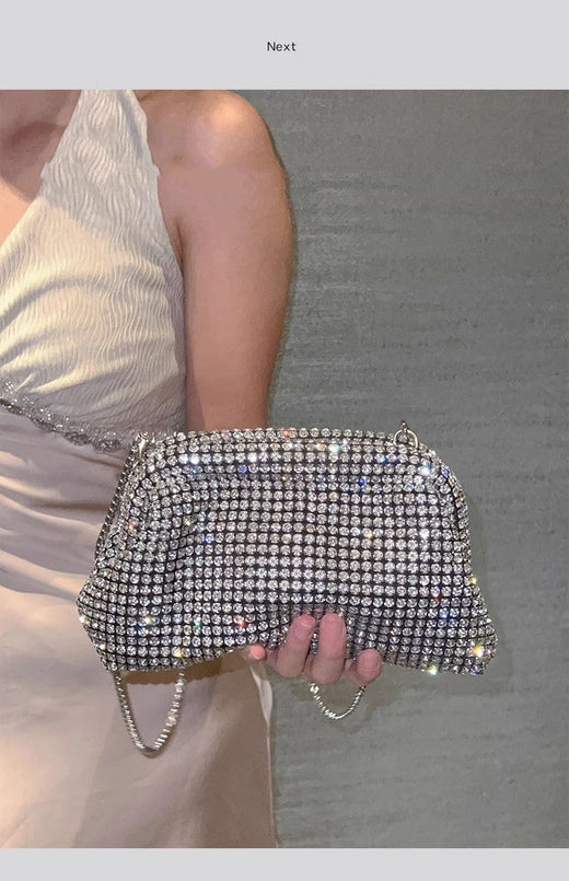 Luxury Glitter Cloud Bag Women's Handbag Crystal Shiny Rhinestones Diamond Evening Bag Wedding Party Clutch Purse Shoulder Bags