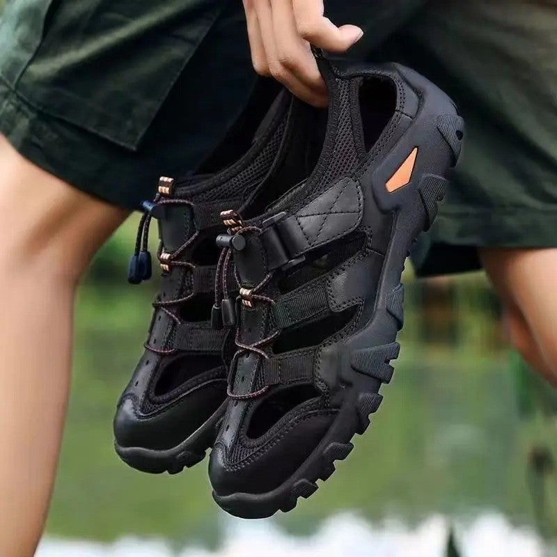 New Summer Mens Sandals Genuine Leather Antiskid Breathable Outdoor Sandalias Trekking Casual Beach Shoe Male Loafers Big Size