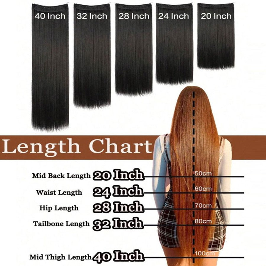 Synthetic long straight V-shaped half head wig suitable for women black brown hair clip gold black brown natural wig