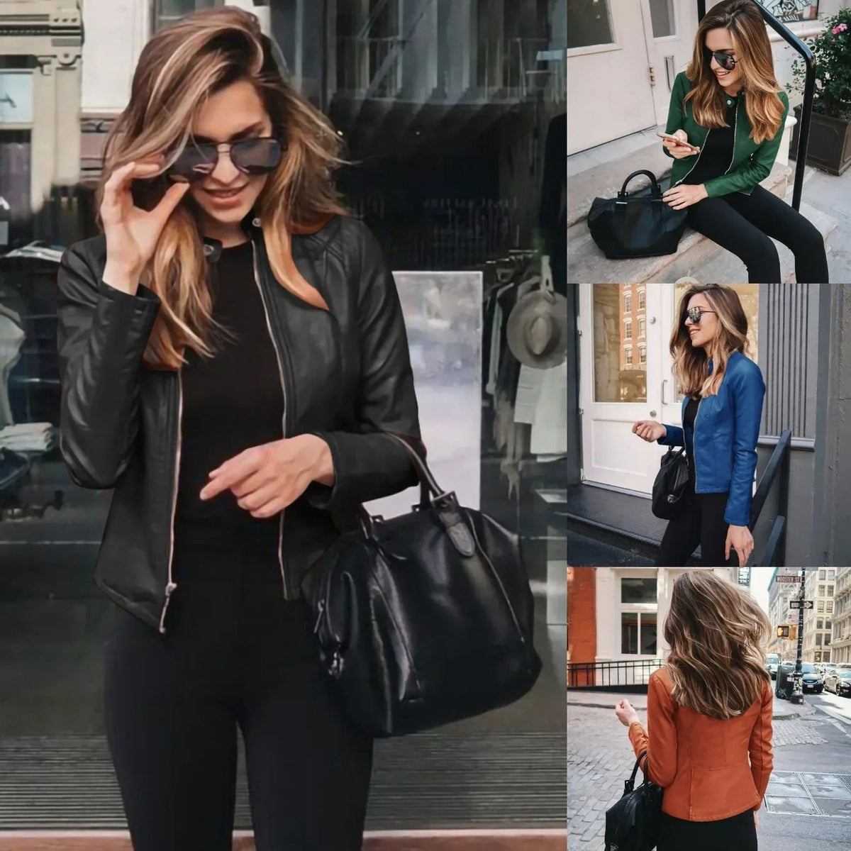 Allukasa Women Bike Coat PU Leather Outwear Zipper Outfit Spring Autumn WomeFashion Short Thin Female Jacket 2020