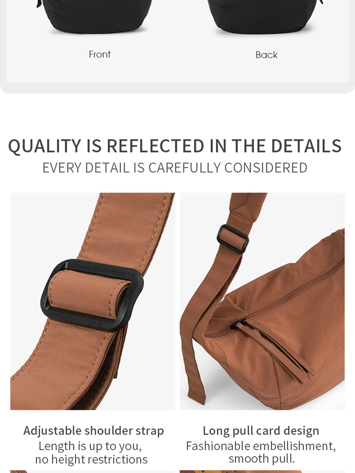 LEFF Simple Women's Crossbody Bag 2025 New Travel Casual Bag Outdoor Waterproof High Quality Shoulder Bag Uinsex Solid Colored