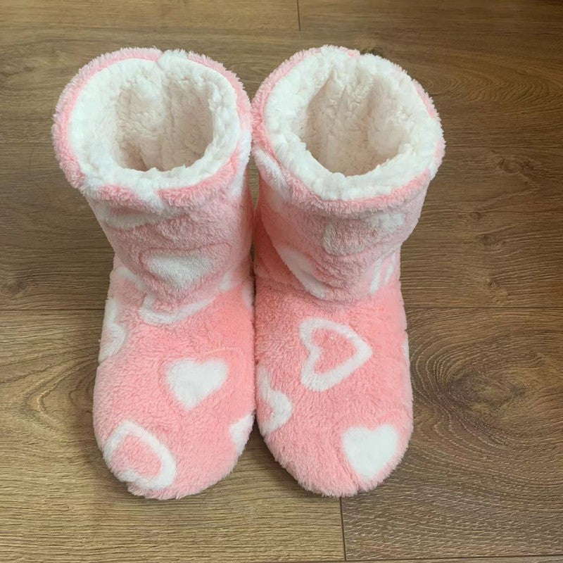 Women Soft Sole Boots Slippers Ankle Shoes Winter Indoor Plush Thickened Warm Fur Slippers Platform Shoes Home Boots Footwear