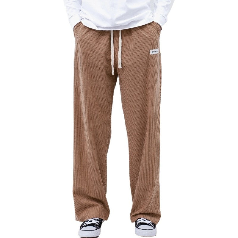 Mens Corduroy Joggers Pants Casual Cargo Pants Drawstring Elastic Waist Baggy Tapered Sweatpants with Pockets Outdoor Sweatpants