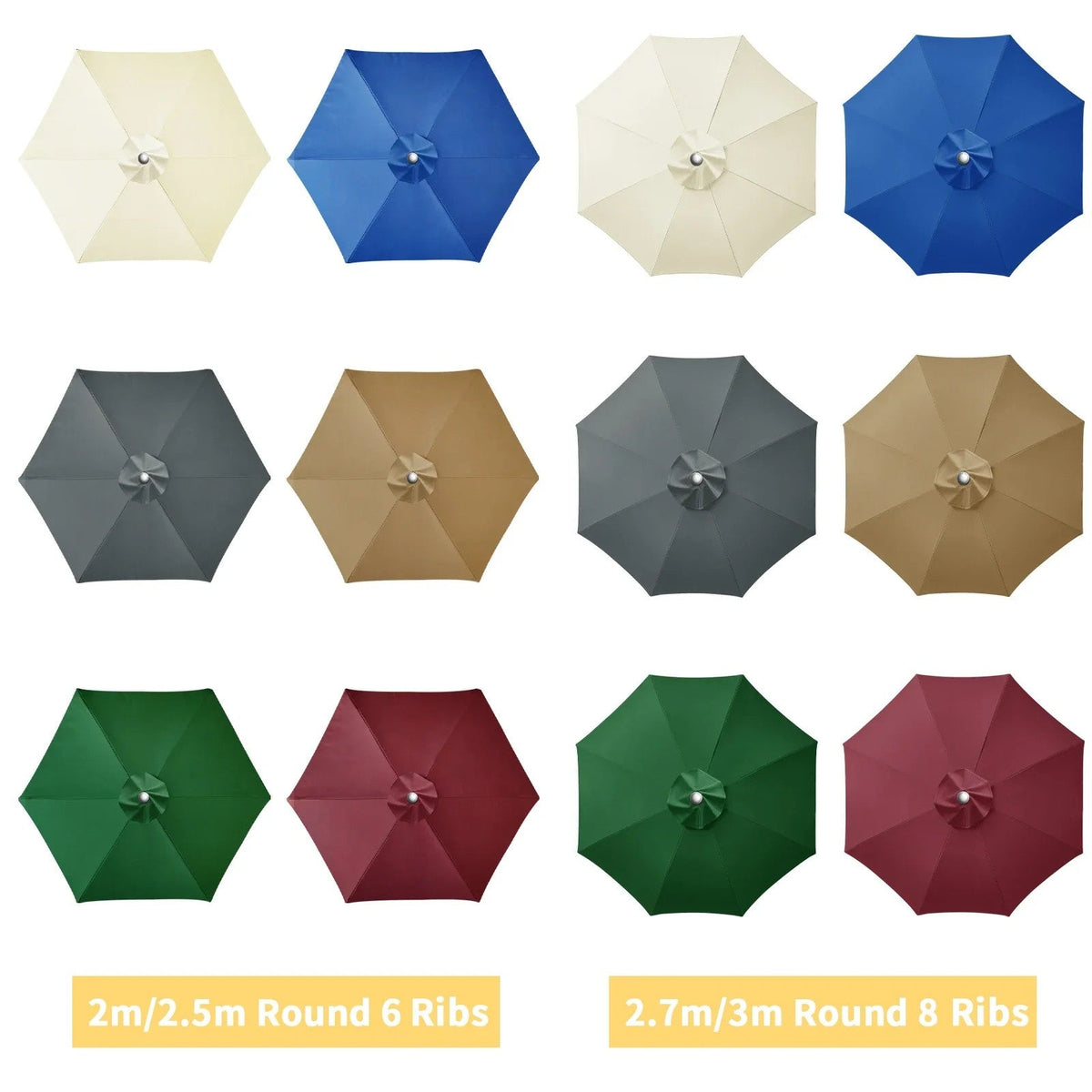 Parasol Replaceable Parasol Top Cloth Garden Patio Canopy Umbrella Cover Waterproof Sunshade 2/2.5/2.7/3m For 6 Ribs/8 Ribs
