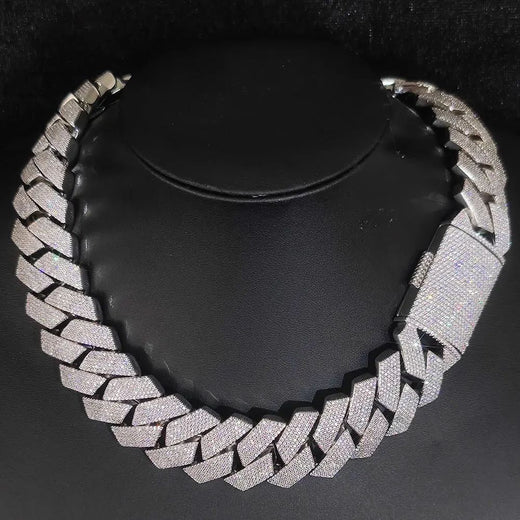 Thick Heavy 15mm Two Rows Prong Setting Cuban Link Chain Iced Out Hip Hop White/18k Gold Plated Necklace Jewelry Women Men Gifts
