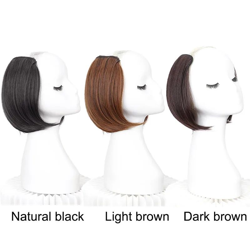 20/30cm Synthetic Short Straight Internal Buckle V-shaped Half Head 4Clips Hair Extension Invisible Hairpiece for Women