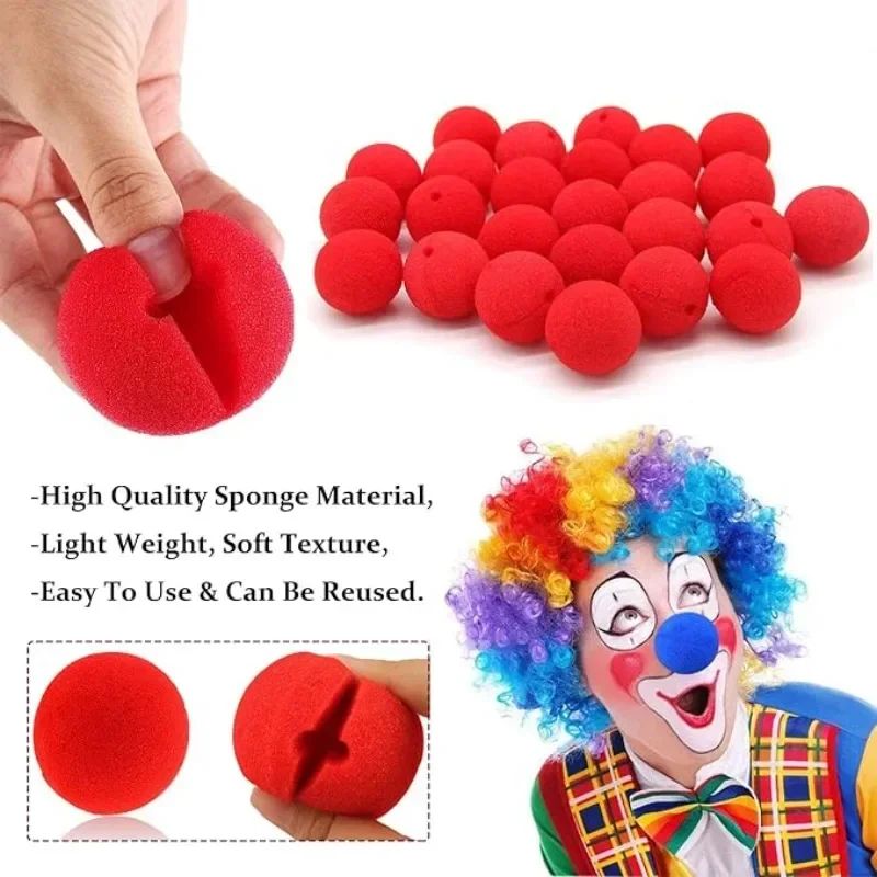 200/1PCS Red Funny Clown Nose Foam Sponge Ball Nose Cosplay Costume Make Up Props Circus Halloween Party Decoration Supplies