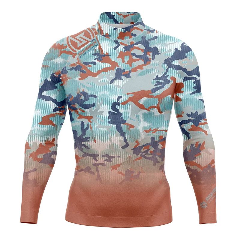HotSale Men's Surfing Shirt Camouflage Lycra Rashguard RIGHTTRACK For Surf Sportswear Beach UV Swimwear UPF50 Clothes