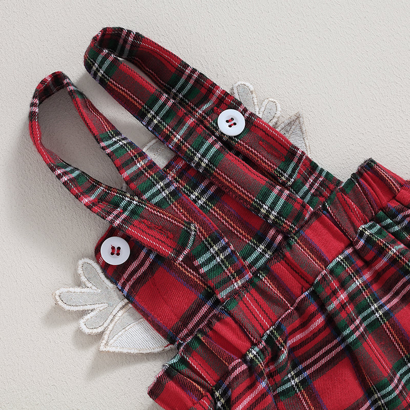 ma&baby 0-18M Christmas Newborn Infant Baby Girl Clothes Sets Knit Red Romper Deer Plaid Skirts Headban Xmas Outfits Costume D05
