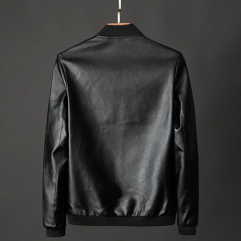 2025 Autumn New Men Black Biker PU Leather Coat Korean Fashion Men Pu Leather Jacket Trend Casual Fit Slim Baseball Clothes 8Xl
