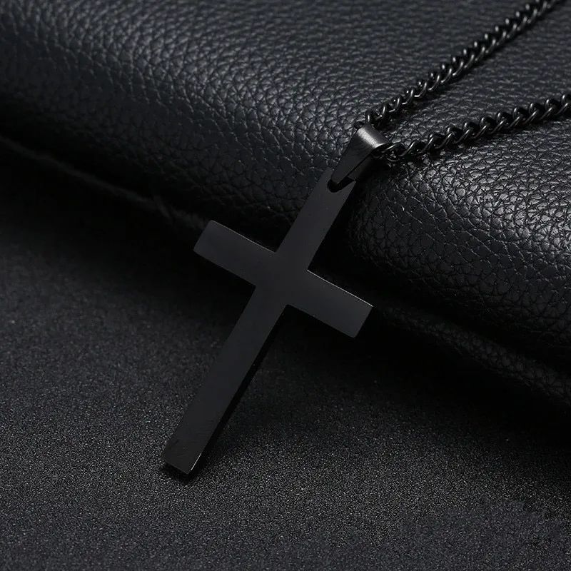 Vintage Gothic Pendant Cross Necklace Cool Street Style Punk Jewelry for Men Women Black Chain Accessories Decoration Wholesale