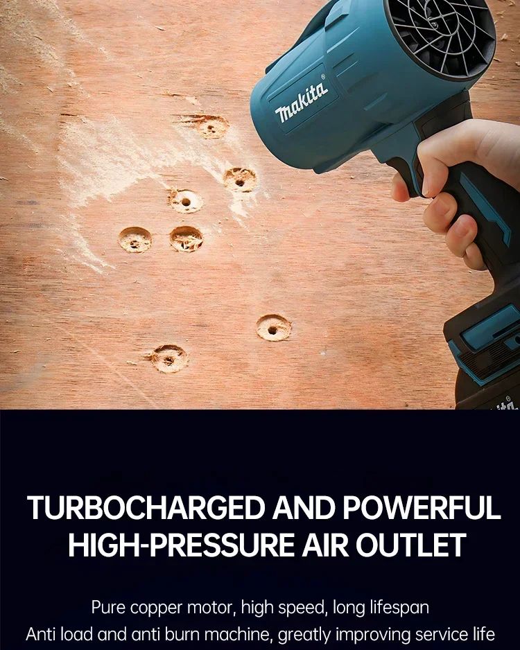 Makita 30000RPM Violent Blower Turbo Jet Fan 18V Electric Air Duster Wind Speed Turbo Rechargeable with Light Car Cleanin Tool