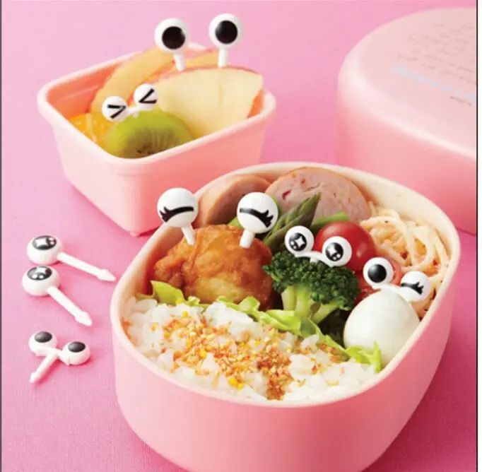 10/30/50Pcs Mini Skewers Cute Cartoon Eyes Kawai Lunch Bento Box Food Fruit Picks Fork Sticks Buffet Sandwich Toppers Decor fork