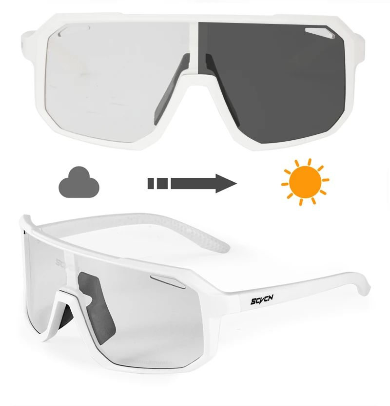 SCVCN Men Bike Photochromic Glasses Cycling Sunglasses for Women Sports Running MTB Biking Eyewear Road Mountain Bicycle Goggle