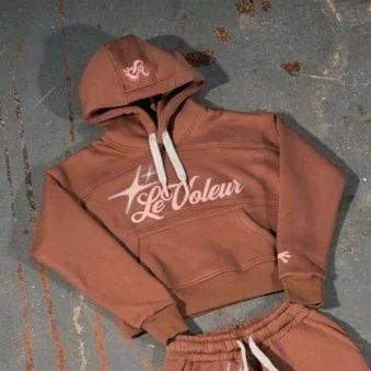 American Retro Sakura Hoodie Sweatpants Two Piece Set Y2K Mens and Womens Sportswear Fashion Casual Pullover Casual Pants Set