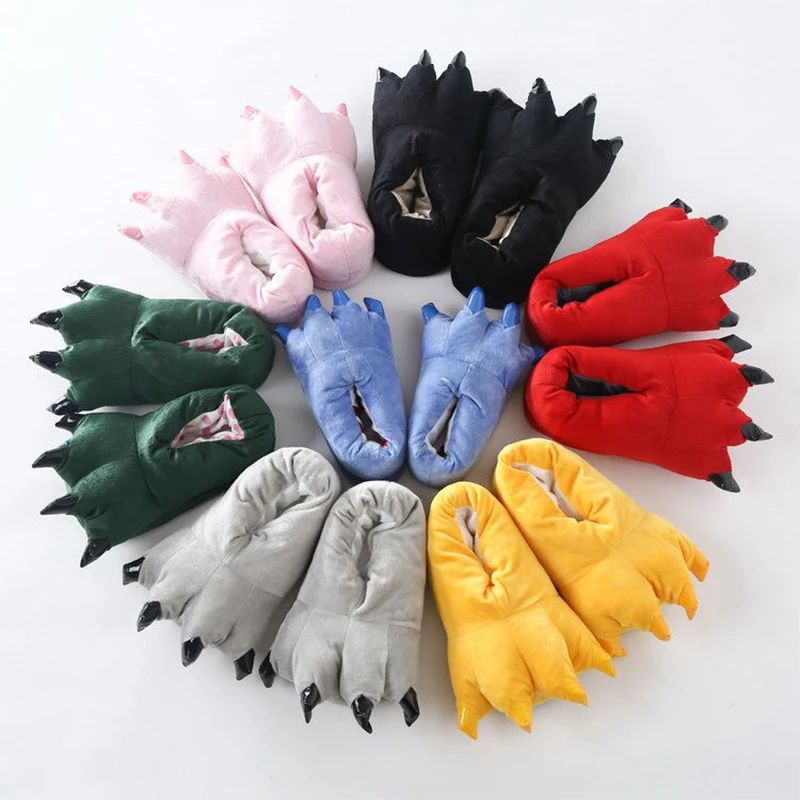 Stitch Animal Paw Slippers For Boy Girl Unisex Kids Cute Monster Claw Slippers Cartoon Soft Plush Warm Home Slippers Child Shoes
