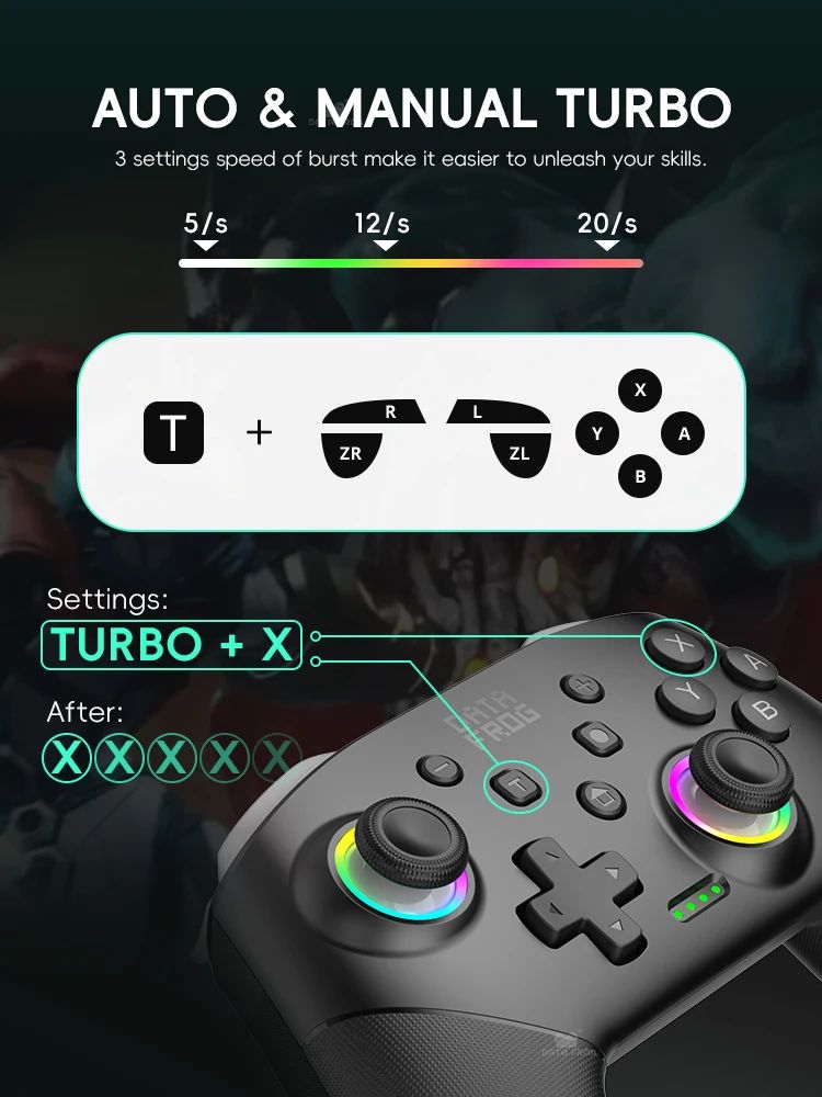 DATA FROG 2Pcs Wireless Pro Controller For Switch OLED/Switch Lite PC Gaming Gamepad Six Axis Gyro Dual Shock Turbo Function Gam