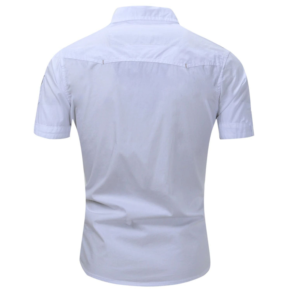 Euro Size White Short Sleeve Men's Uniform Shirt Safari Shirt Summer Casual 100% Cotton Cargo Outdoor Pocket Work Shirts for Men