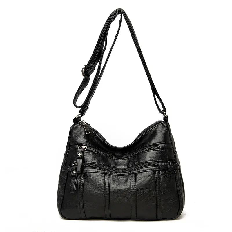 Fashion Soft Leather Crossbody Bags for Women 2025 Casual Female Multi Pocket Messenger Bags Retro Handbags Ladies Shoulder Bags