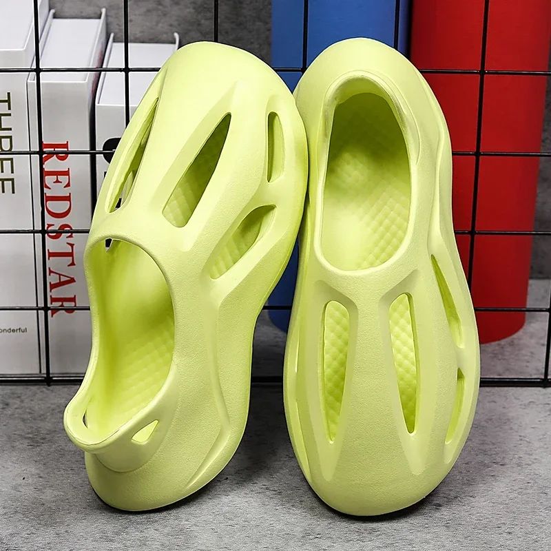 Men's Slippers Summer Soft EVA Beach Hole Shoes Outdoor Women's Slide Non-slip Personalized Hollow Shoes 36-47