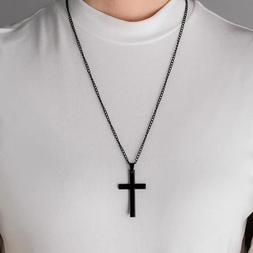 Vintage Gothic Pendant Cross Necklace Cool Street Style Punk Jewelry for Men Women Black Chain Accessories Decoration Wholesale