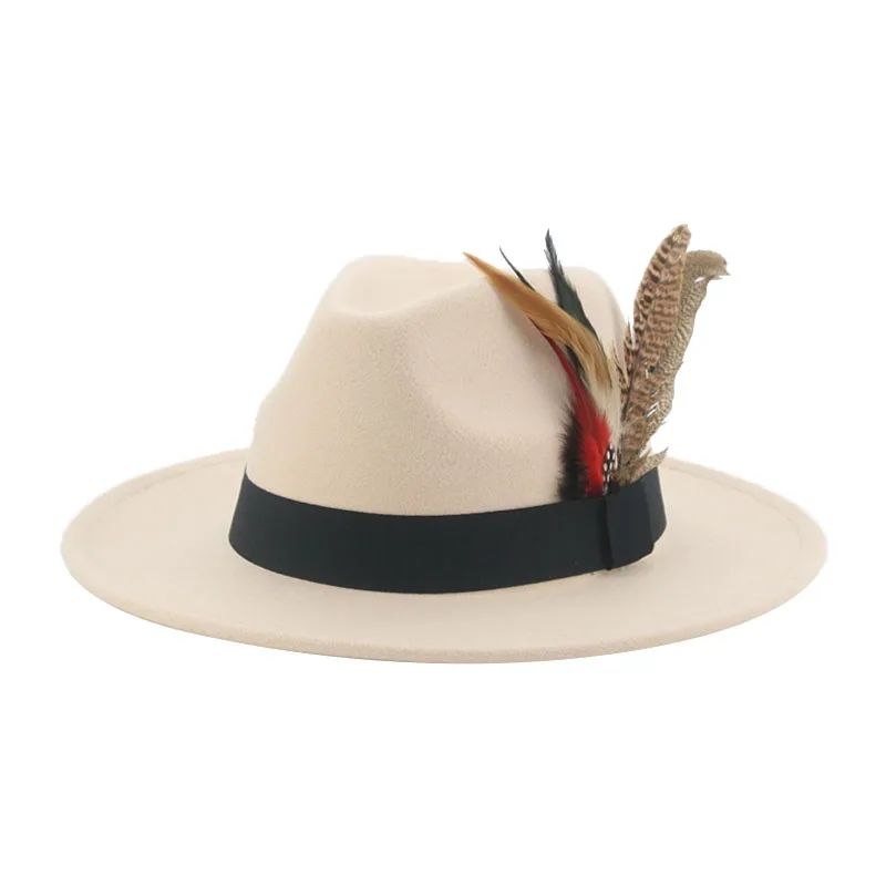 Hat Fedoras Winter Women Hats Men Felt Hat Feather Luxury Fashion Casual Wedding Decorate Men Women Fedora Chapeau Femme Bonnet