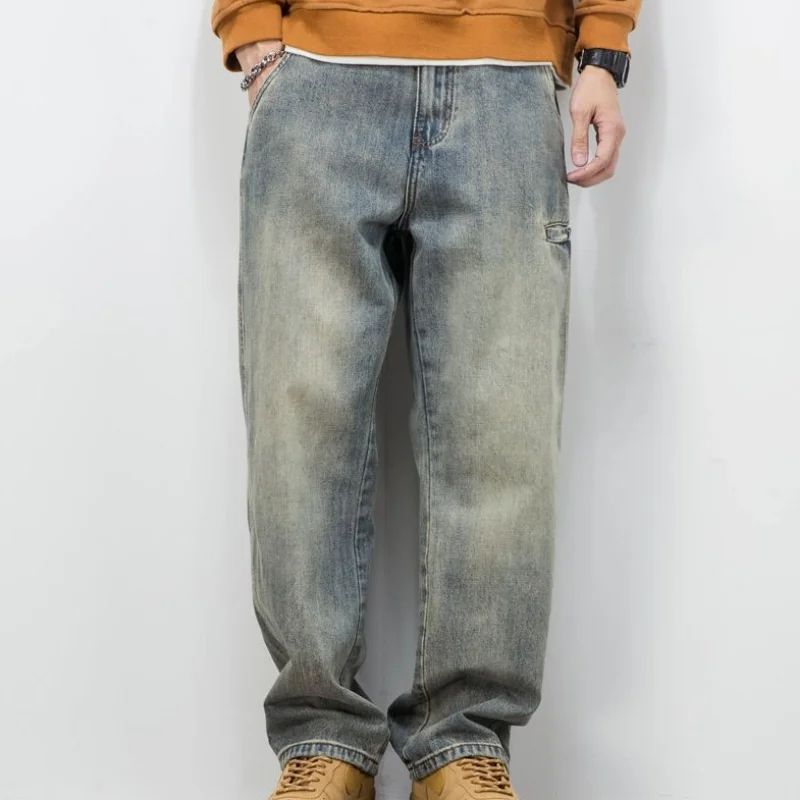 Men's Jeans Retro Cargo Trousers Straight Man Cowboy Pants Punk Washed Luxury Designer 2025 Trend Y2k Vintage Korean Style Baggy