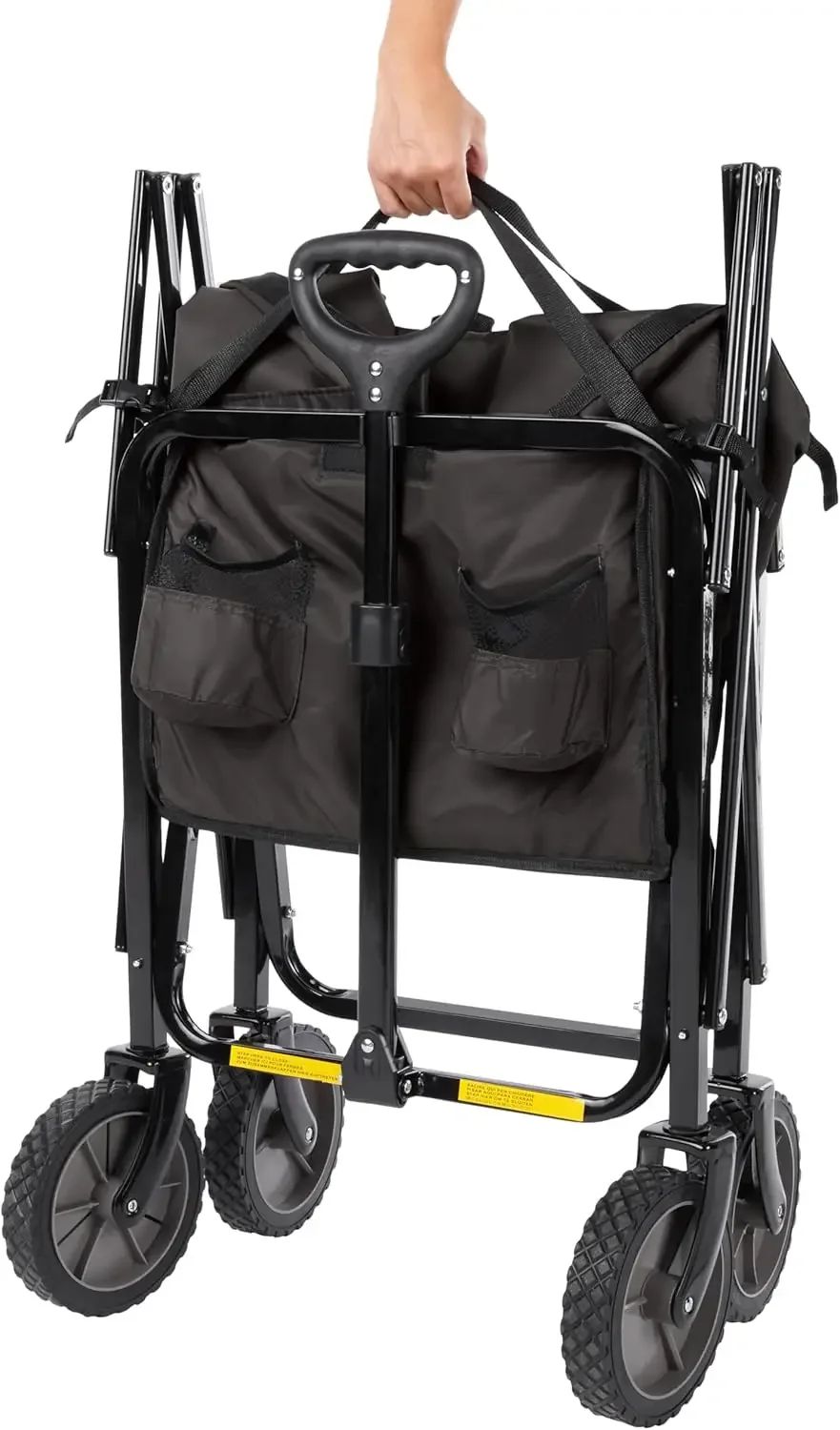 Collapsible Folding Heavy Duty Utility Wagon for Outdoor Sports, 265 pounds Weight Capacity, Camping, Garden, and Shopping=