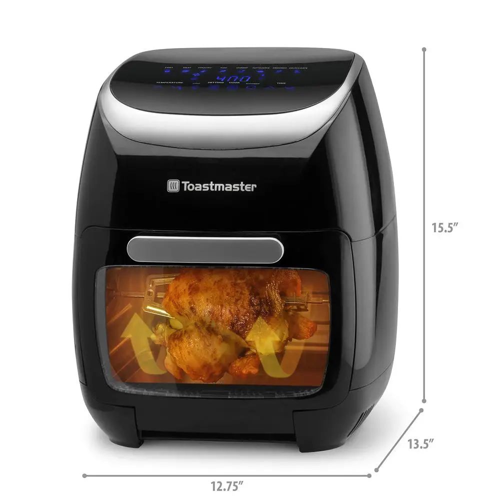 Digital Air Fryer Rotisserie Cooker Healthy Cooking 8 Preset Options 3 Baking Racks 10 Kabob Skewers Drip Tray Recipes Included