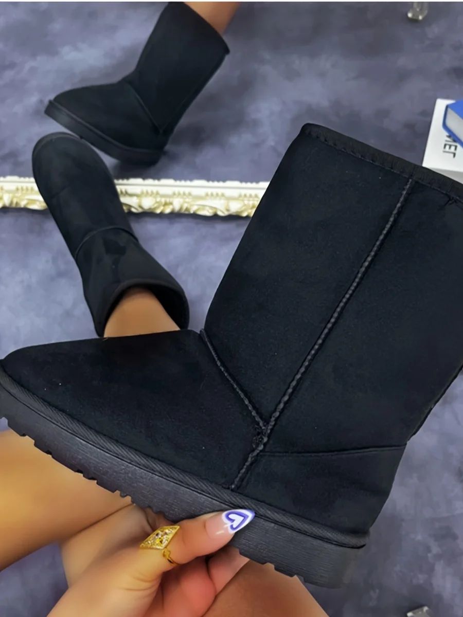 Comfortable Solid Color Medium Top Snow Boots Versatile Non-slip Winter Warm Outdoor Boots