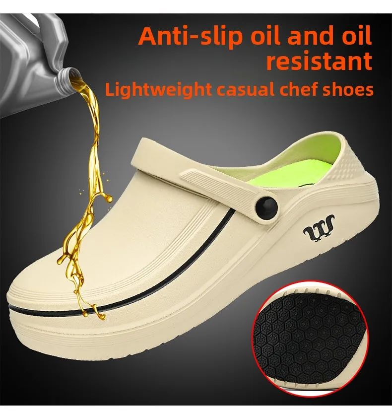 A Pair of Men's Casual Shoes, Waterproof and Oil-Proof, Low-Top Non-Slip Chef Shoes, Wear-Resistant and Non-Slip Men's Shoes