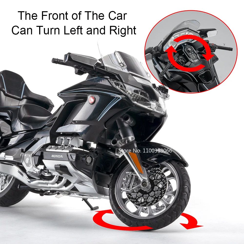 1:11 Honda Gold Wing GL800 2021 Motorcycles Models Cars Toys Rubber Tires with Light Music Miniature Model Toddler Kids Gifts