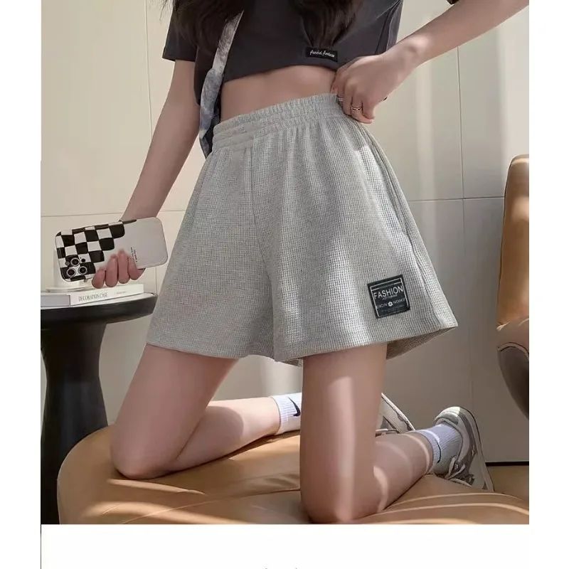 Waffle Summer Comfortable Casual Sports Shorts Women's Summer Loose Home Pajama Pants Wear Pocket Shorts